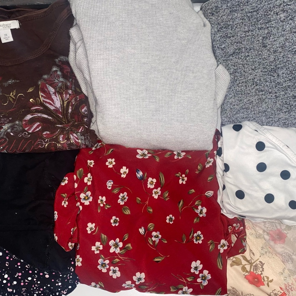Plus Size Tops & Cardigans Lot 2X – 7 Piece Bundle Casual & Dressy
